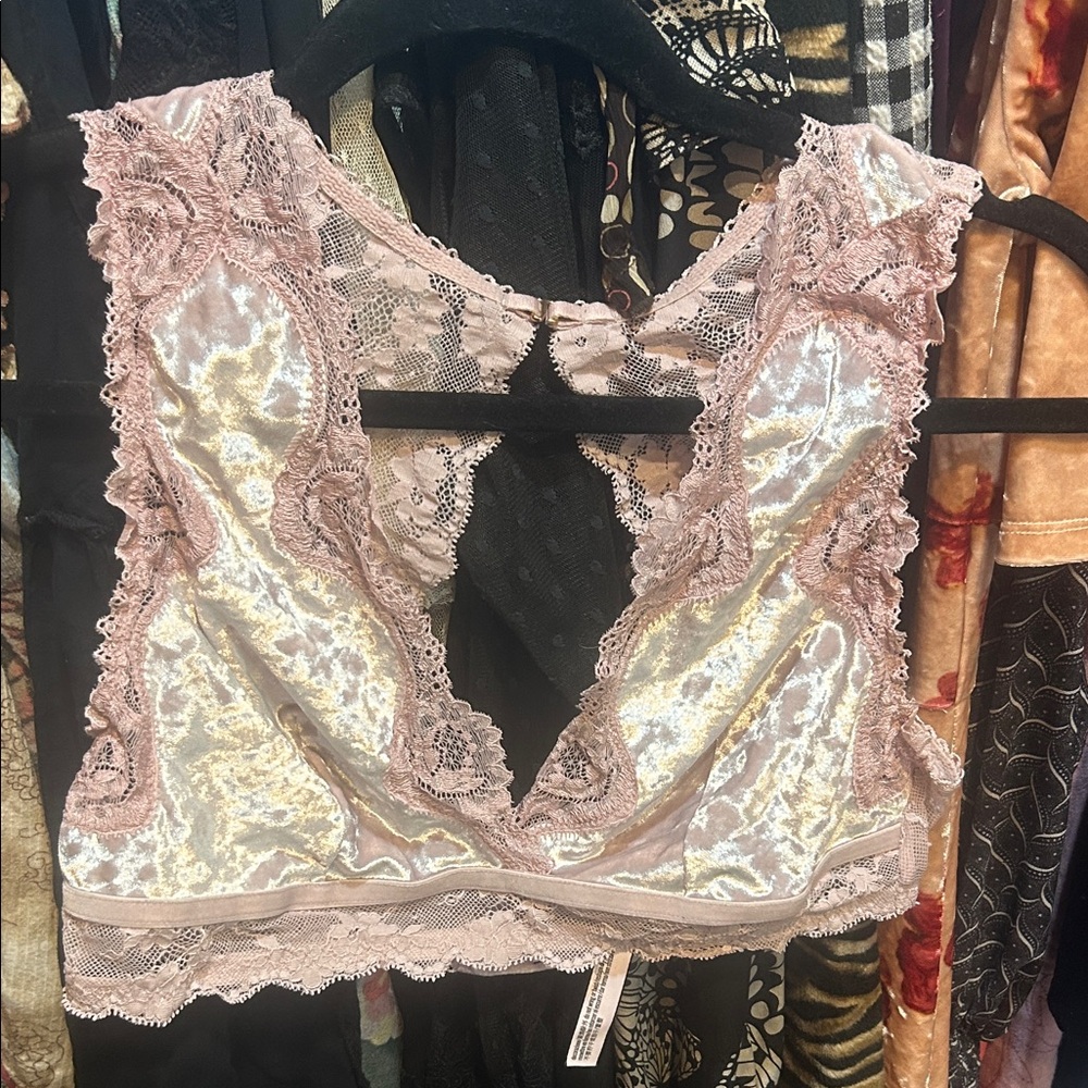 Elegant Lace Trimmed Velvet Bralette